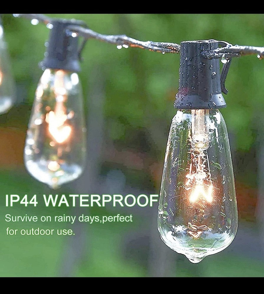 10 Pack Edison Replacement Light Bulbs for Outdoor String Lights, ST40 7W E17 Ba