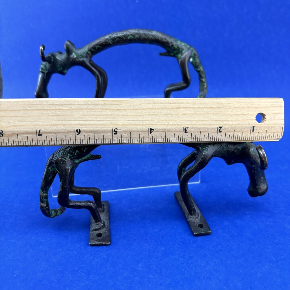 Ox Water buffalo 2x Door Handle Pull Solid Brass Ethnic Orissa India Knob Gate