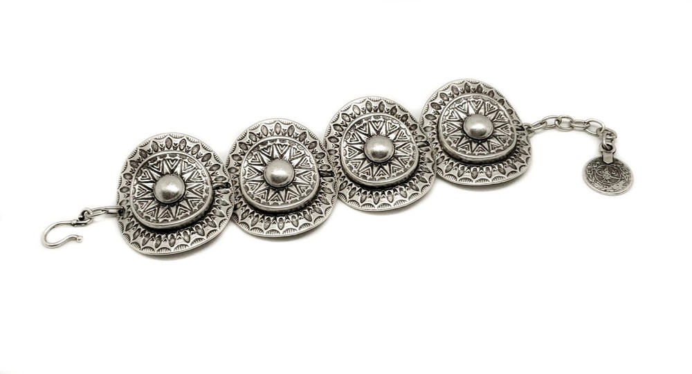 Handmade Pewter Ethnic Disc Bracelet