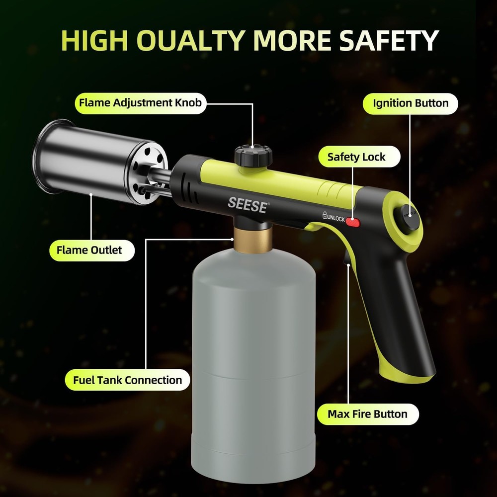 Powerful Propane Torch Gun,Kitchen Cooking Torch With One-Touch Max Fire, Charco