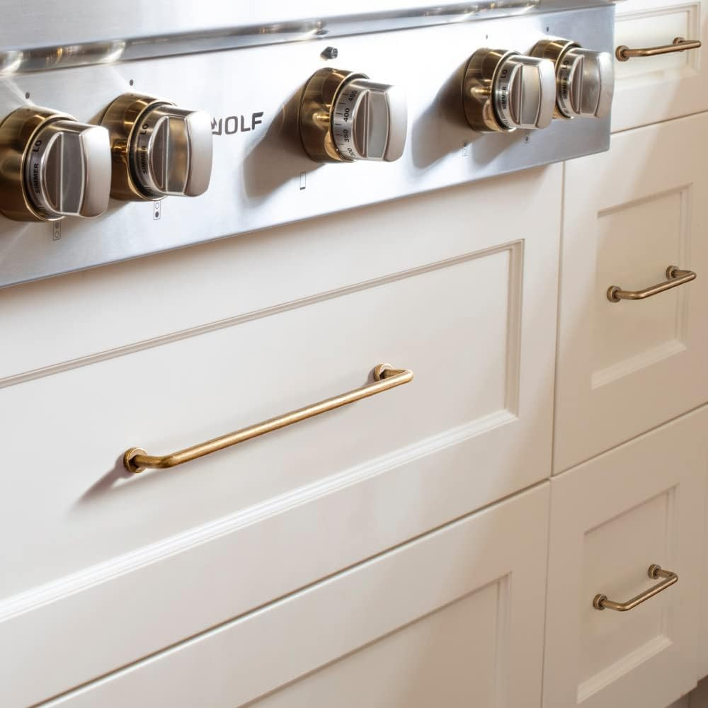 24 Pack Antique Brass Cabinet Pulls - 5" Sleektouch Handles for Kitchen & Bath