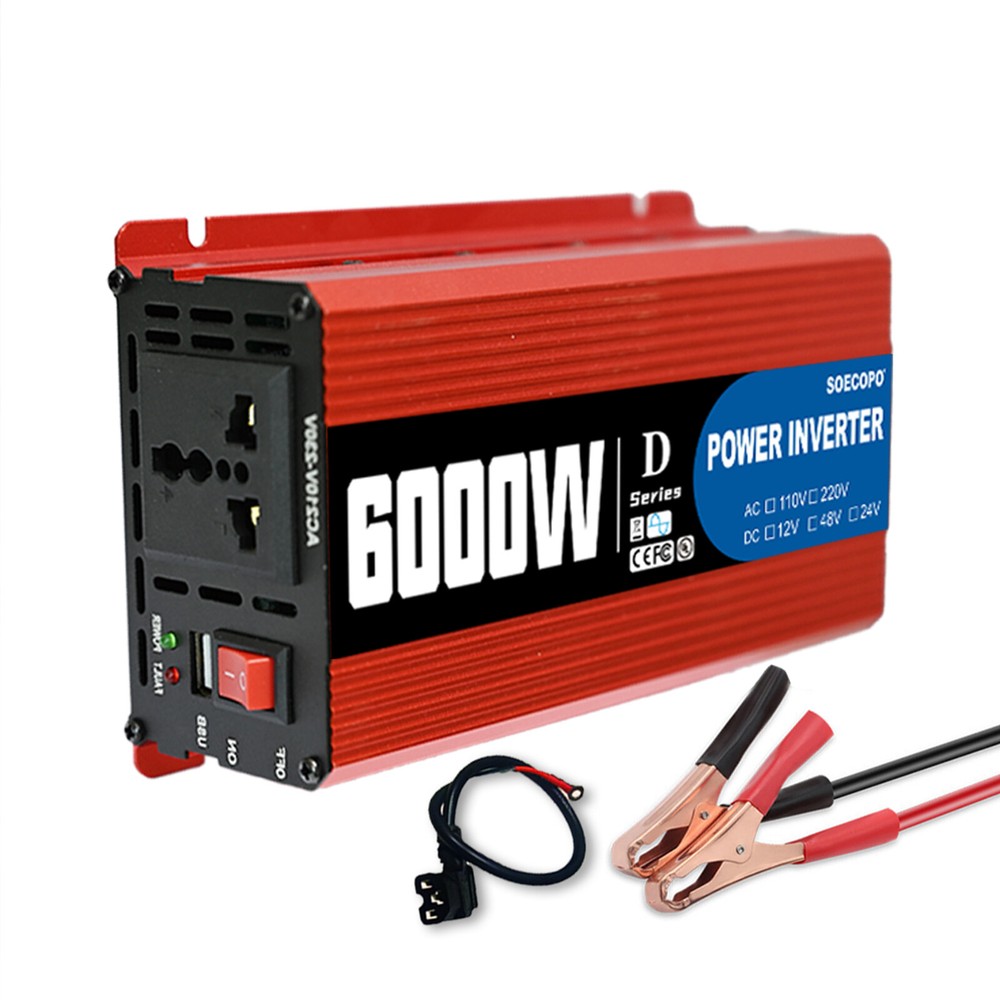 6000W Portable Smart Inverter 12/24/48V to 110/220V AC w/ USB Port