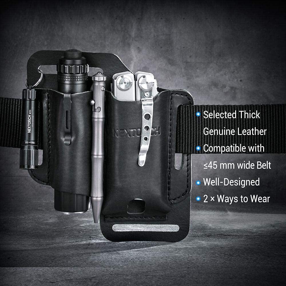 NEXTORCH EDC Leather Sheath, Multitools Sheath,Knife Belt Sheath/Leather
