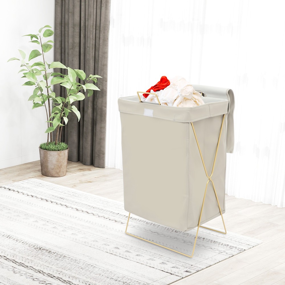 Large Laundry Hamper Collapsible X-Frame Laundry Basket w/Lid