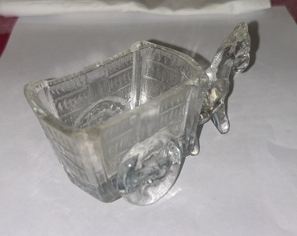 Antique Glass Candy Container Burro Pulling A Wagon