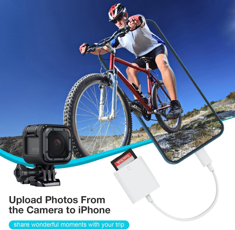 Lightning to SD Card Camera Reader for iPhone iPad,Memory Card Reader Trail Came