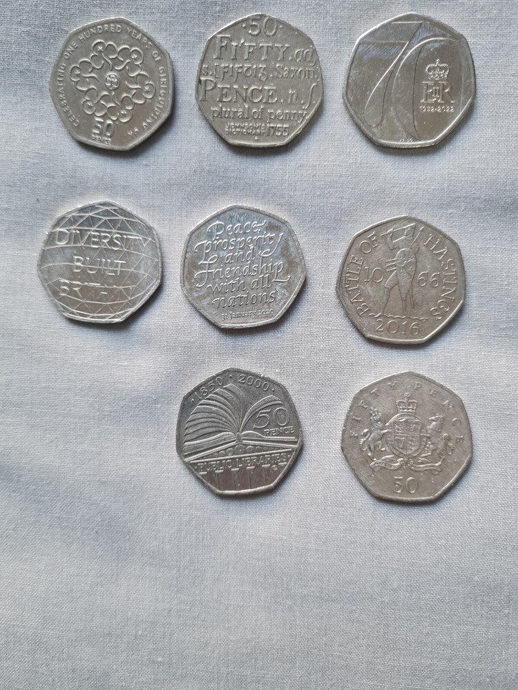 8 Rare  50p Coins (Bundle)