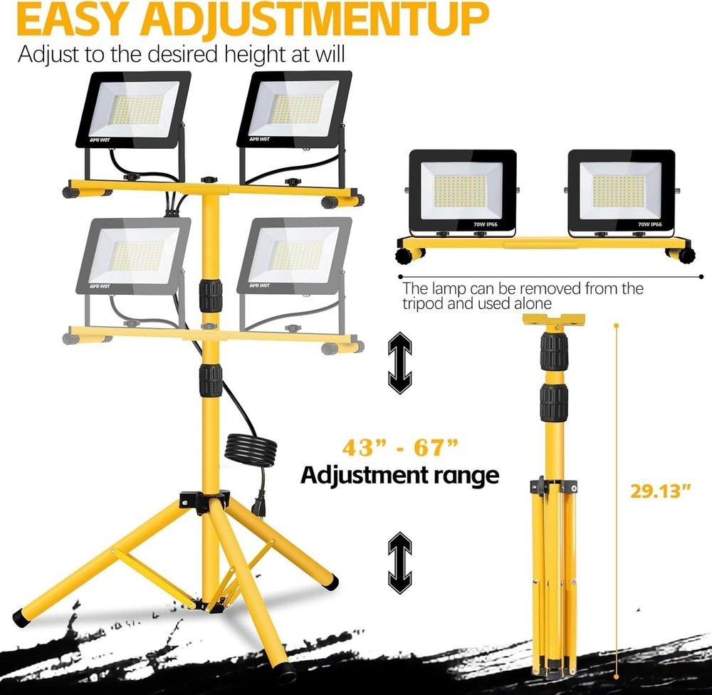 Work Light with Stand, Lumen Dual-Head LED Work Light...