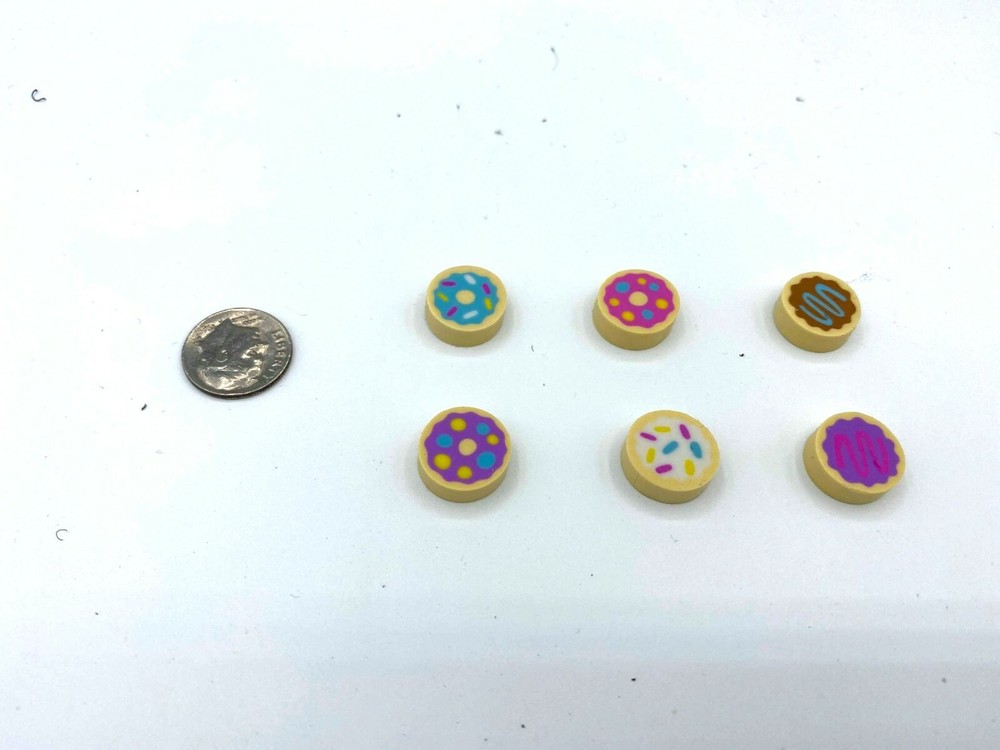 6 Assorted Mini Donut Erasers - Fun Novelty Gift - DO NOT EAT -