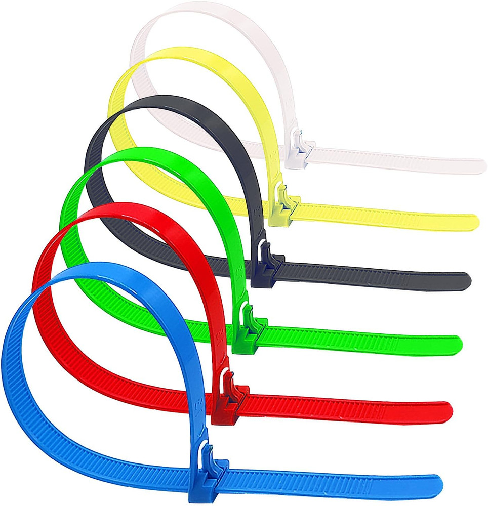100 Pack 12" Reusable Colored Zip Ties  Heavy Duty 50lb Self-Locking Nylon