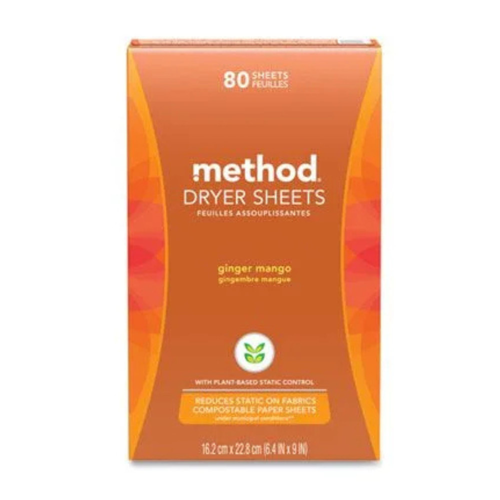 Method Paper Dryer Sheets Ginger Mango 80 Sheets Sealed