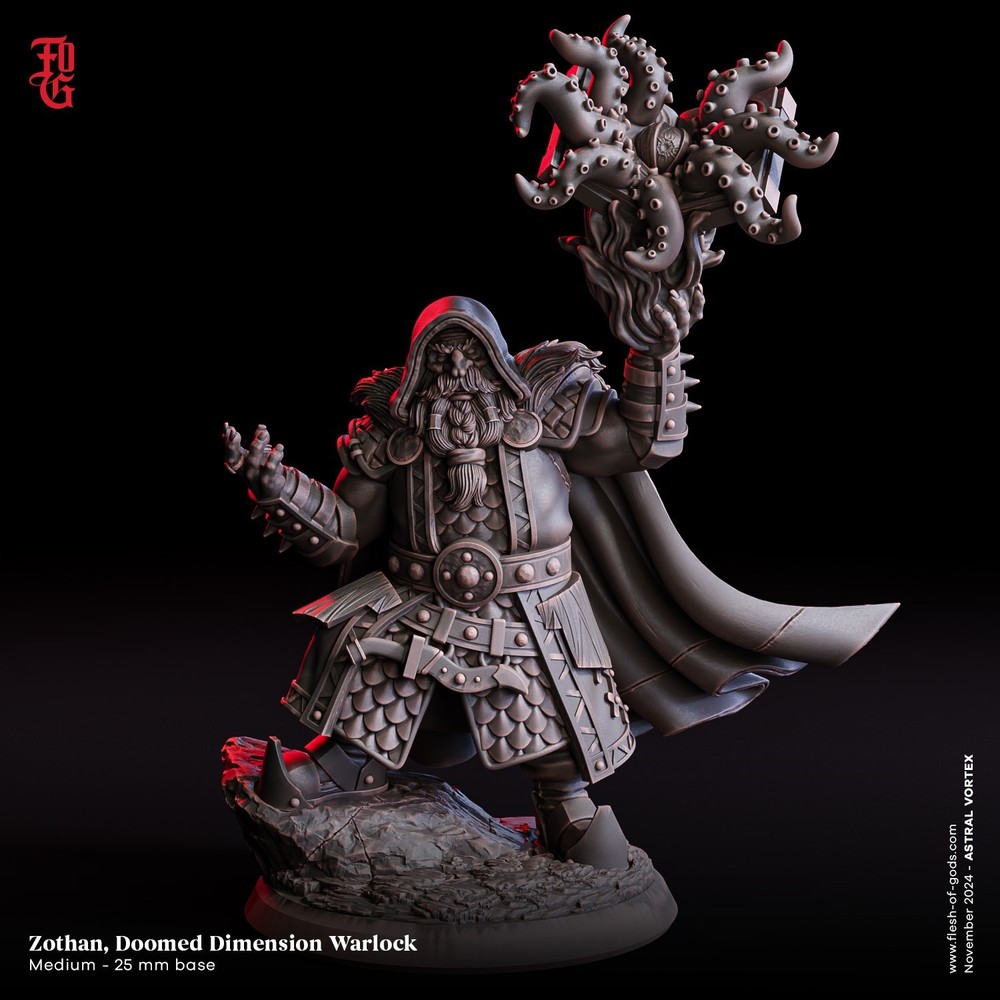 DnD Dwarf Warlock Mini 32mm Scale TTRPG