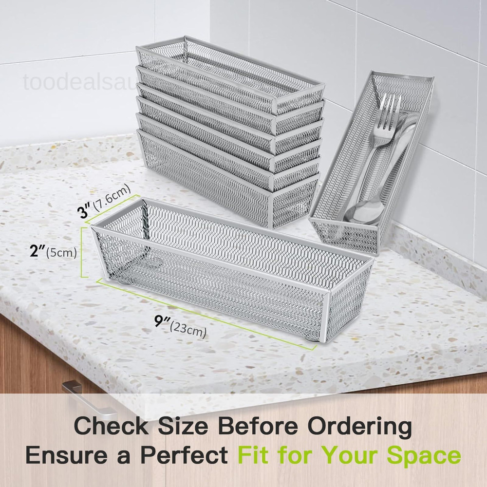 Silverware Organizer,Mesh Drawer Organizer for Pack 6, Silver-6 pack