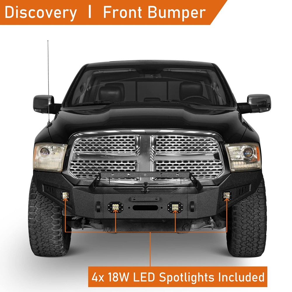 Front Winch Bumper with LED Lights for 2013-2024 Ram 1500