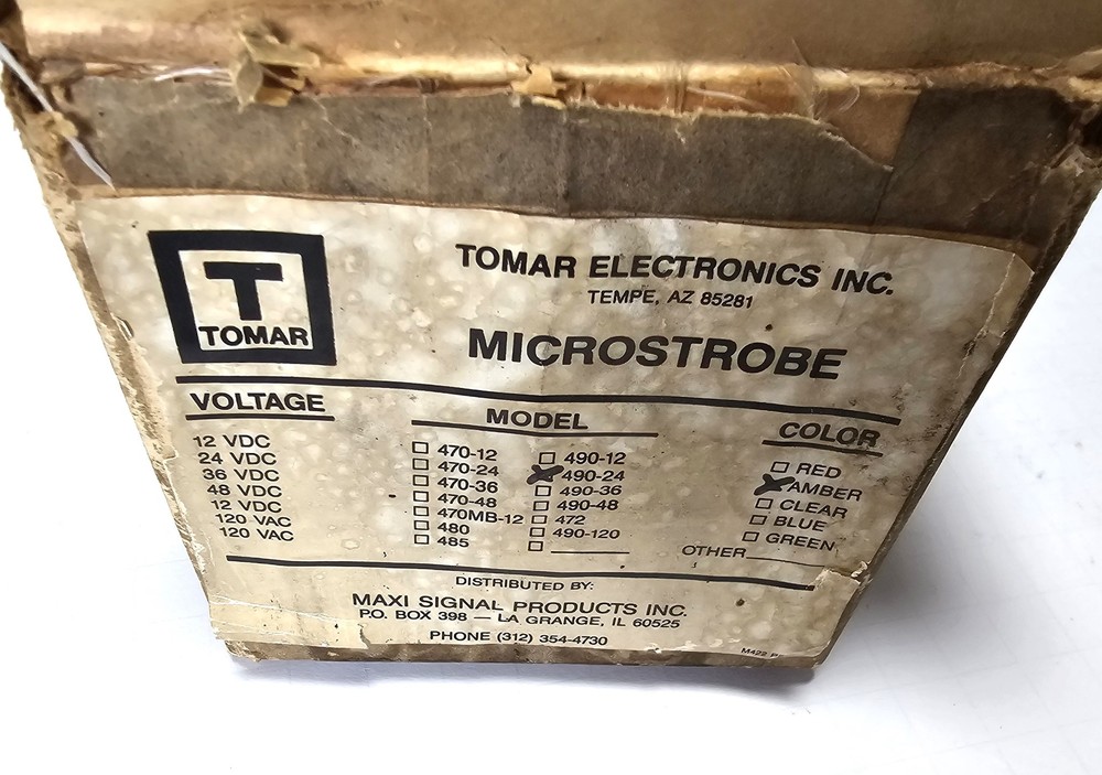 Tomar Microstrobe 490-24 Amber 24VDC Strobe Signal Light - New