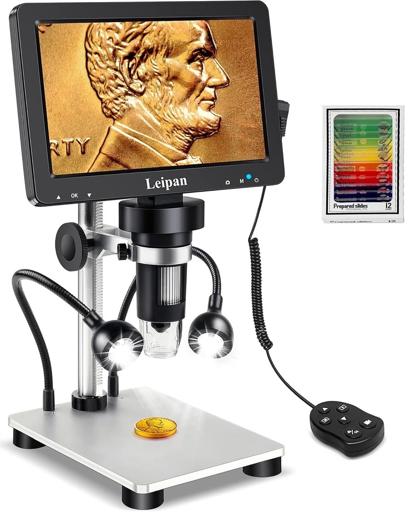 7" LCD Microscope 1200X, 12MP Coin Magnifier