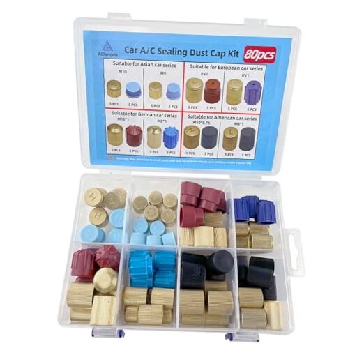 80pcs Car A/C System Valve Core Dust Cap Air Conditioning Service AC System