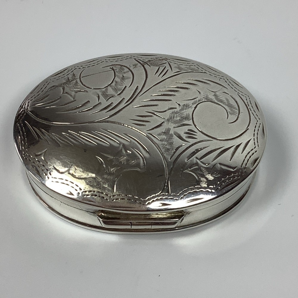 Solid Silver Pill Pot Hinged Lidded Box 22g Hallmarked Sheffield 1996