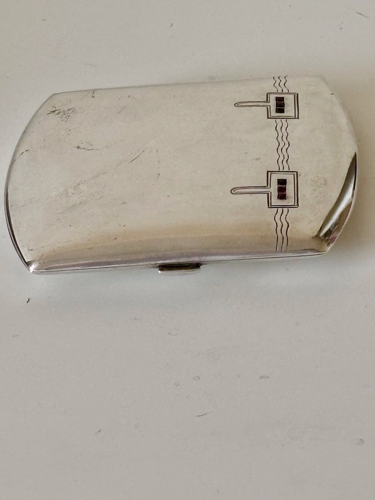 An Art Deco German .800 Silver & Ruby CIGARETTE CASE c1930