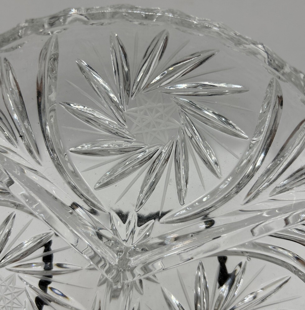 Clear glass divided dish Pinwheel pattern