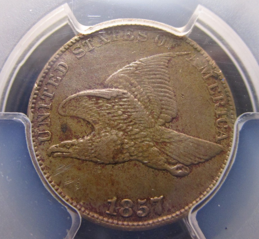 1857 PCGS XF Details Scratch Flying Eagle 1 Cent Strong Strike
