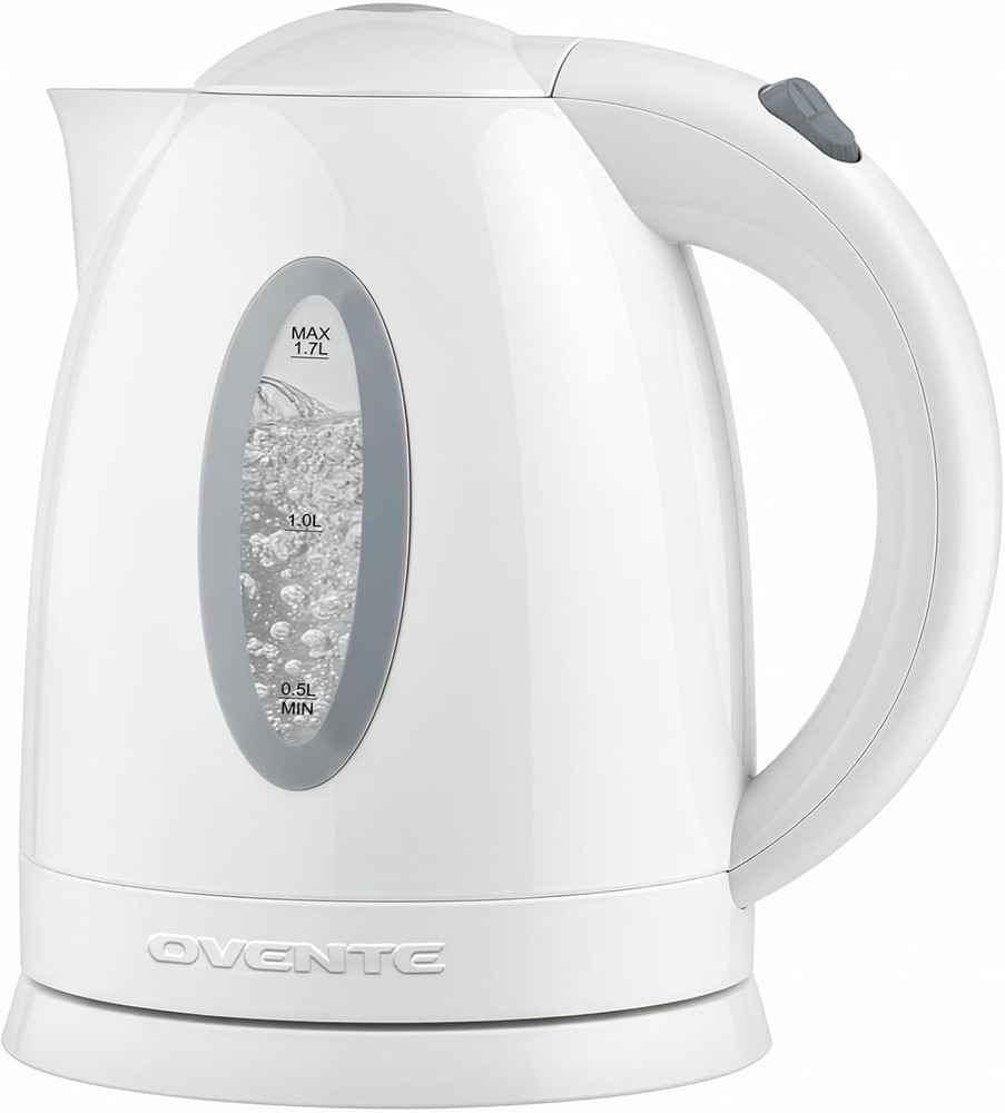 Fast Boiling 1.7L Electric Kettle with Auto Shut-Off & Removable Filter | White