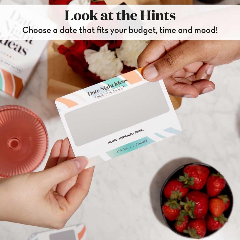 35 Scratch Off Date Night Ideas, Couples Standard Card Deck Size, Multicolor