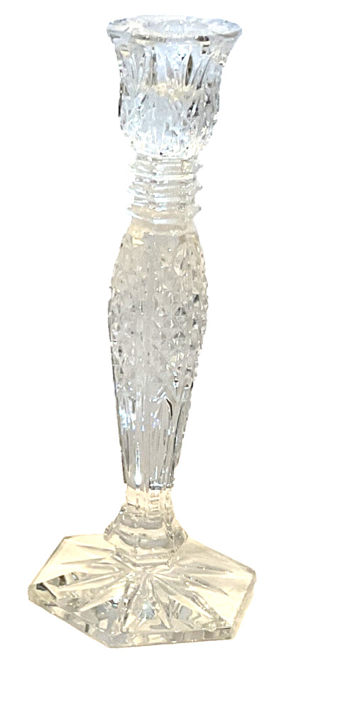 Waterford Signed Crystal Bethany 10" Tall Candlestick Holder  Elegant