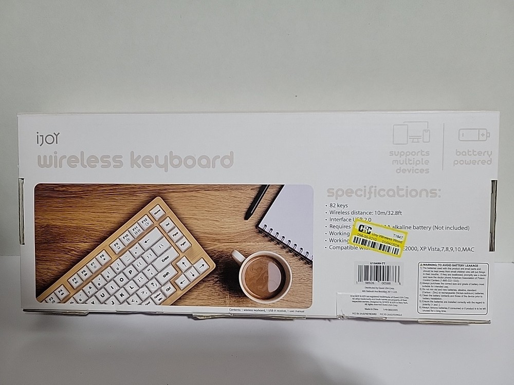 iJoy Wireless Wooden Keyboard - Open Box