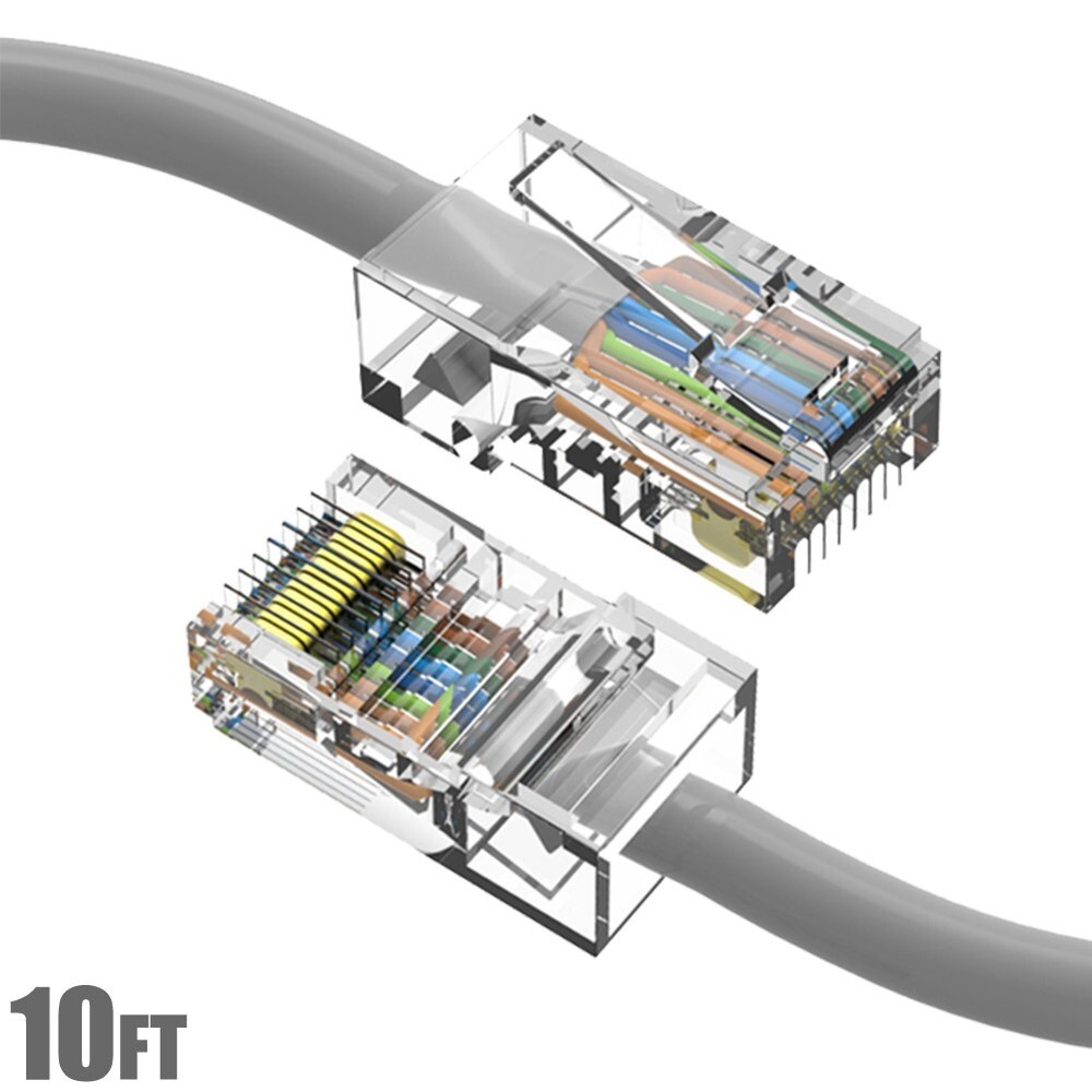 10Ft Cat5E Network LAN Ethernet Modem 24AWG UTP Patch Non-Boot Cable Gray