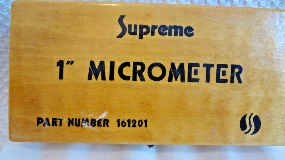 1" Supreme Micrometer - Dial Caliper 161201 w/ Box / Instructions / Adj Sheet