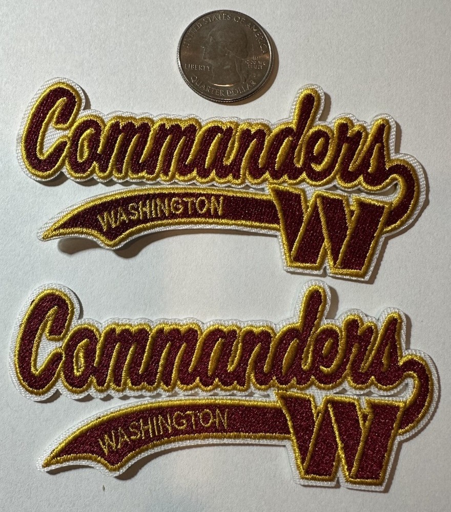 (2)-Washington Commanders Embroidered Iron On Patches. 4”x 2” Awesome!!