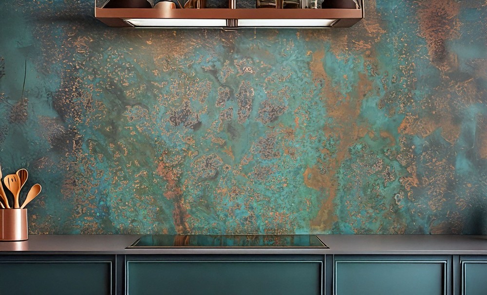 Real Copper Backsplash Panel – Handmade Metal Wall Art Kitchen Decor