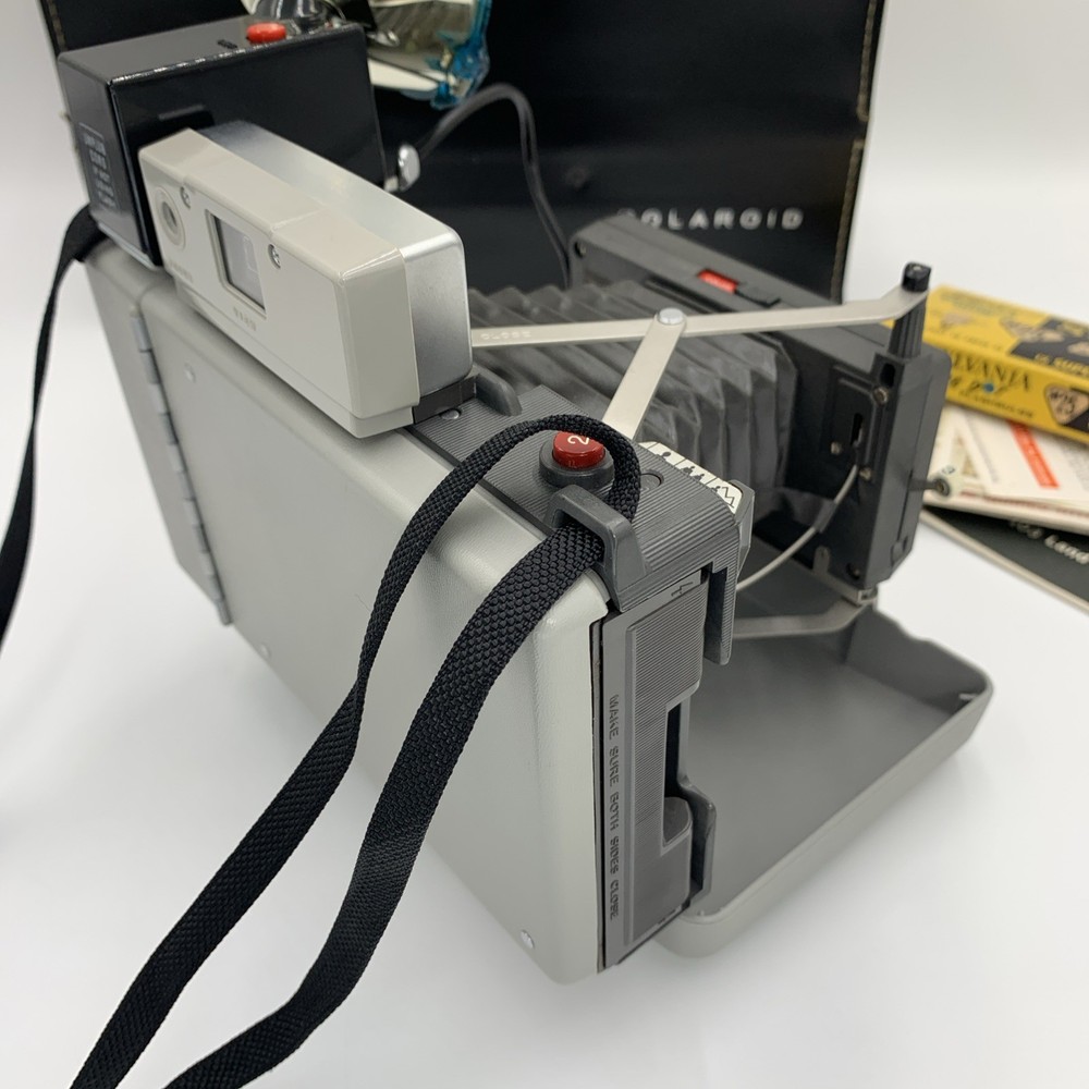 VTG Polaroid Automatic Land Camera 103 Leather Case Flash Attachment Cold Clip