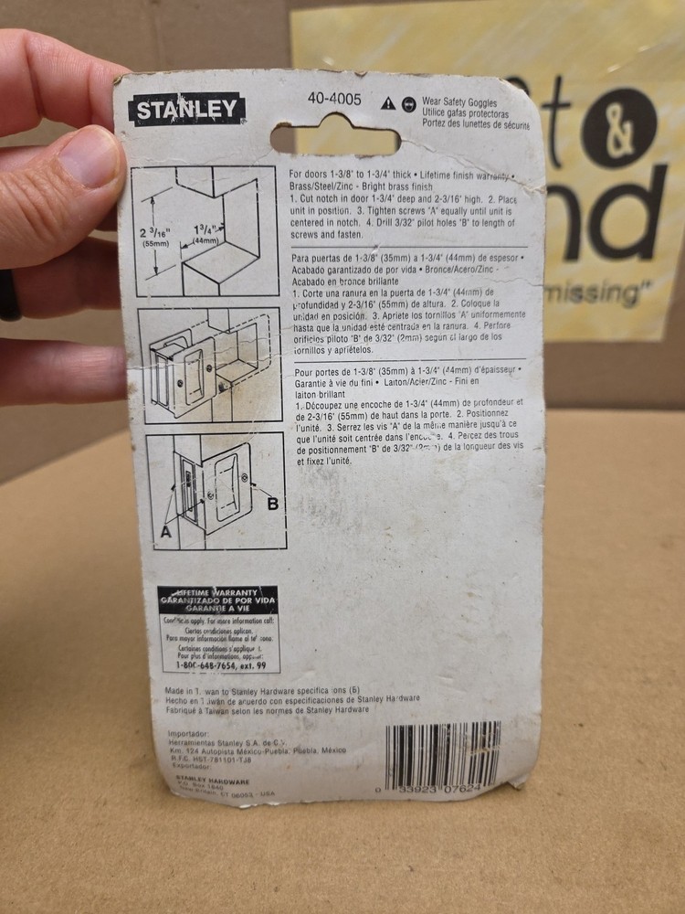 Stanley Classic Solid Brass Deluxe Pocket Door Pull Model 40-4005 CD40-4005