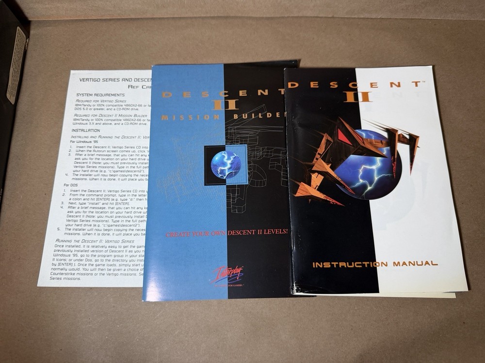 Descent II 2 The Infinite Abyss PC CD Original Big Box Version Windows 95