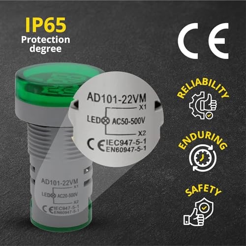 Led Voltage Indicator 22 mm – Digital Voltmeter AC20-500V with led 4 Assorted