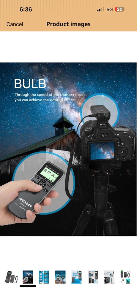 AODELAN WTR-2 Wireless Remote Shutter Release for Cameras