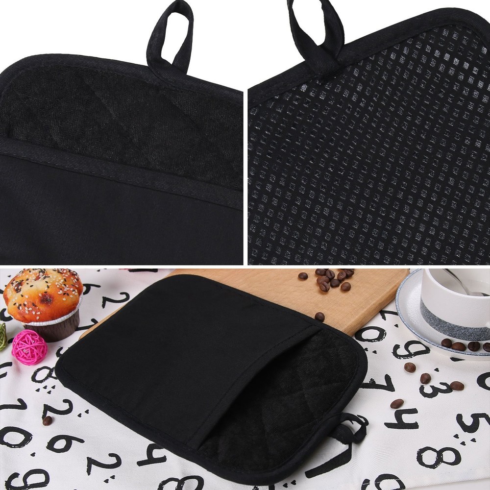 100% Cotton with Silicone Kitchen Everyday Basic Pot Holder Coaster Potholder...