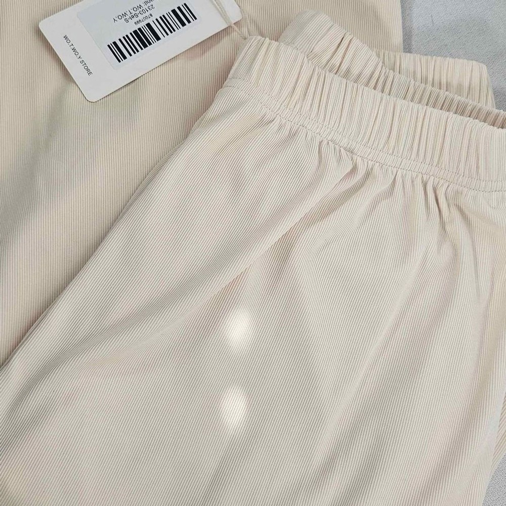 New Women's Small Cream Solid Casual Two-Piece Set