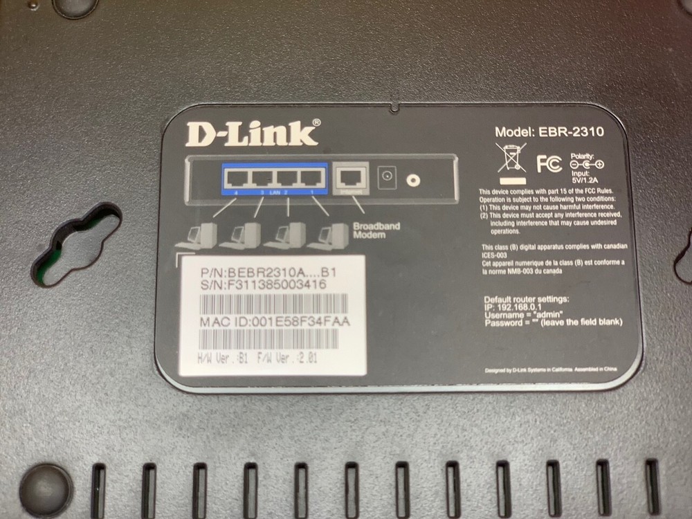 D-Link EBR-2310 Ethernet Broadband Wired Router