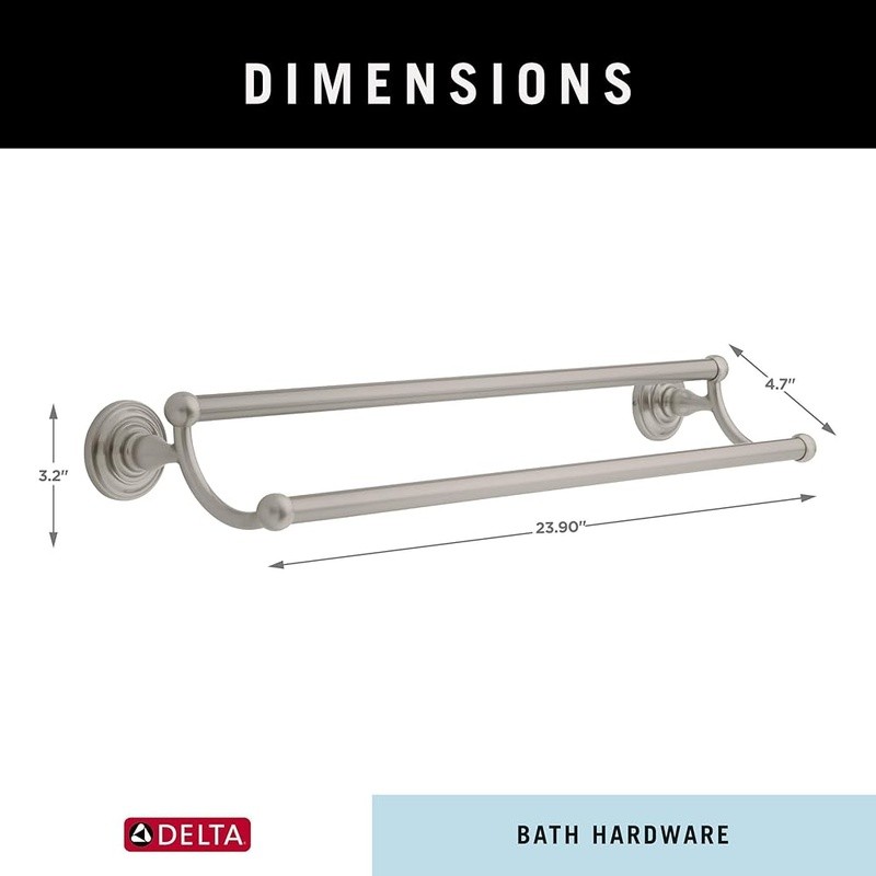 Wall Mounted Double Towel Bar Brushed Nickel Space Saving Bath Accessory New
