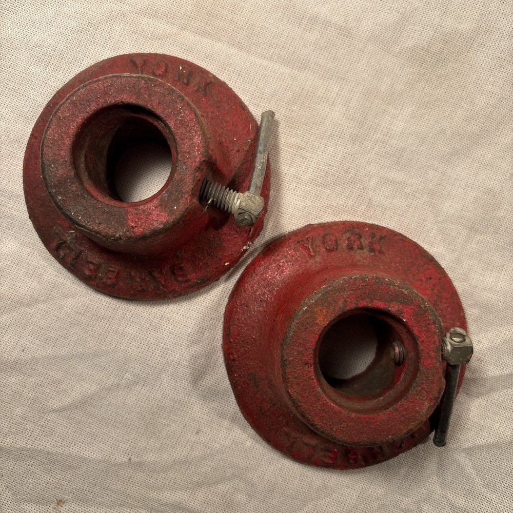 Vintage Pair York Barbell Bar Collars