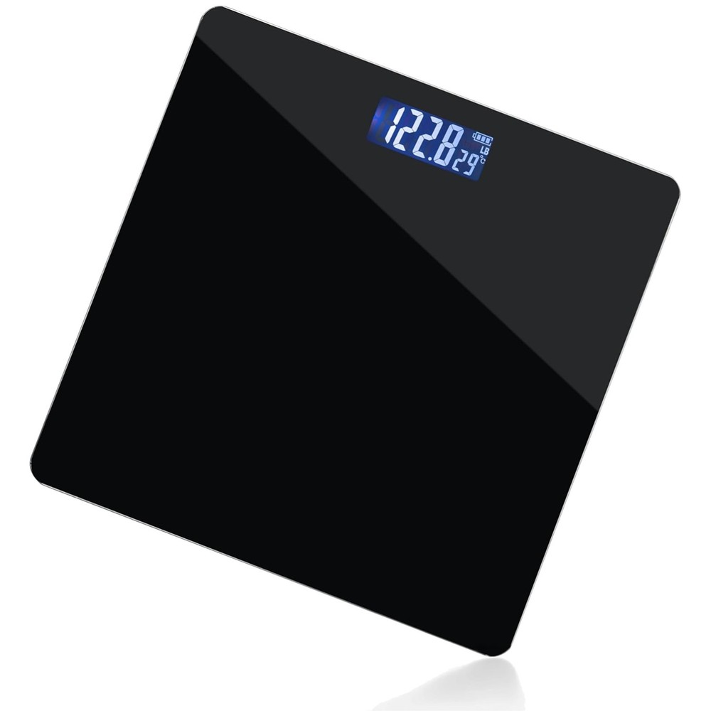 Black Digital Bathroom Scale for Body Weight, Smart Step-On Technology, Backl...