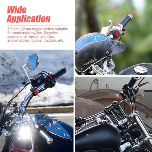 3 Pieces Motorcycle Headlight Switch Handlebar Toggle Switch 7/8 Inch 22 Red