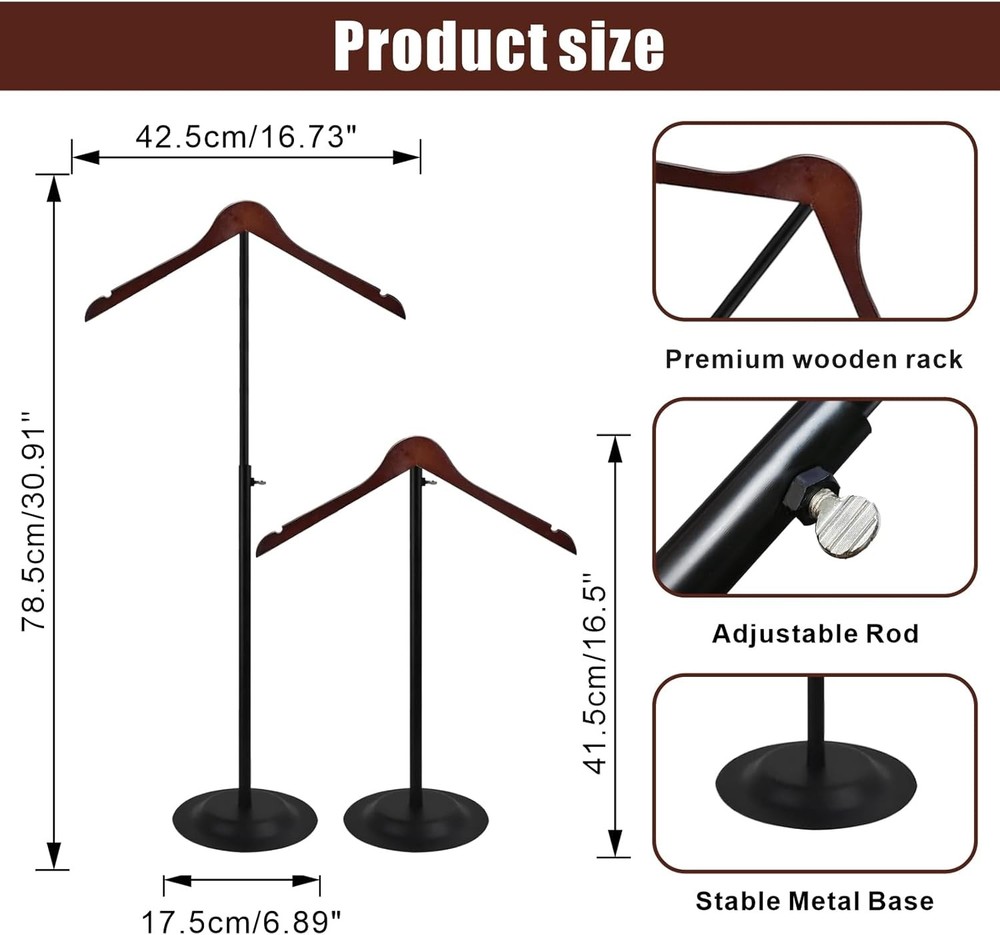 Adjustable T-Shirt Display Stand - 2 Pack Metal Rack for Retail Use