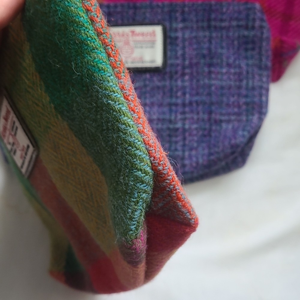 Harris Tweed Multicolor Wool Makeup Bag with Zipper