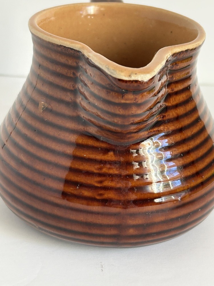 Vintage Brown Rubel Ring Ceramic Pitcher #4028P Lighter Inside Unique