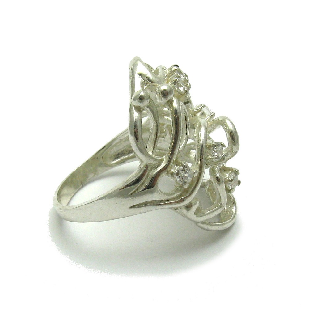 Handmade Genuine Sterling Silver Ring Solid 925 With 7 Cubic Zirconia Empress