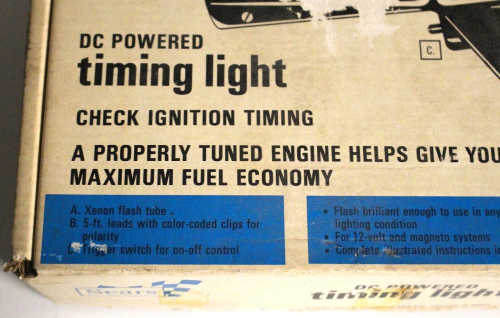 Vintage Sears Dc Powered Inductive Timing Light with Box 28-2158